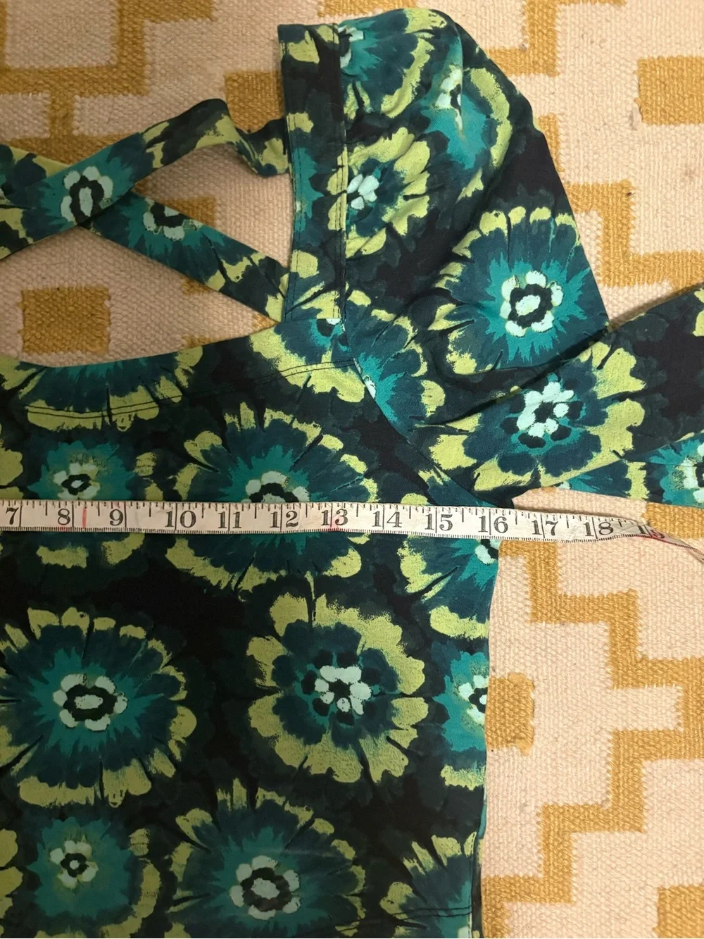 Free People NWT Floral Cropped Puff-Sleeve Crisscross Top in Black, Teal, Lime